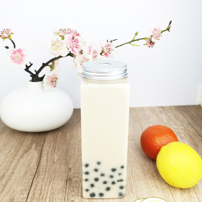 500 ml BRA-free Screw Cap Jars, Bentuk persegi datar, Plastik Kontainer Jelas dengan Tutup, Botol Jus untuk Teh, Susu, Jus